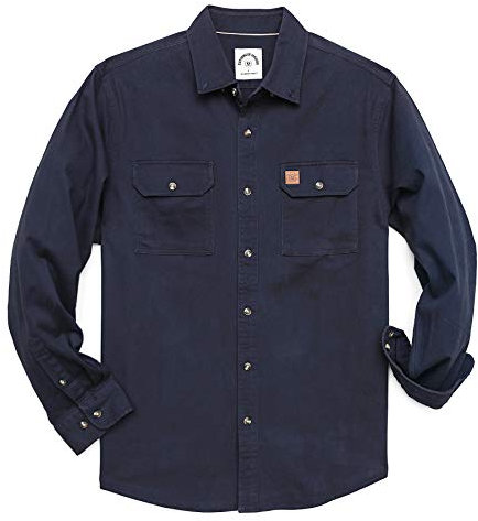 Dubinik® Camisas de Ocio para Hombre, Camisa de Manga Larga, Camisas de Hombre con 2 Bolsillos en el Pecho, Botones hacia Abajo, Ajuste cómodo, Azul Marino, XL