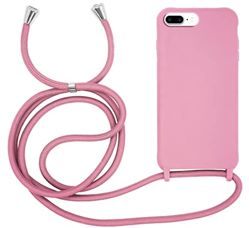 MyGadget Cover per iPhone 6 Plus | 6s Plus | 7 Plus | 8 Plus - Custodia con Corda - Case con Cordino Opaca Antiurto | Bumper con Laccio | Tracolla - Practical Stylish - Rosa