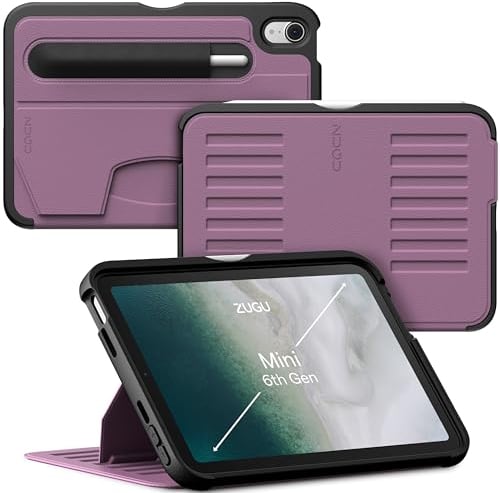ZUGU CASE Hülle für iPad mini 7 (A17 Pro) & 2021 Mini 6 (7./6. Generation 2024/2021), Ultradünn Schutzhülle, Aufladen iPad Stiftes, 7-Winkel-Magnetständer, Auto Schlaf/Wach[Beere Violett]