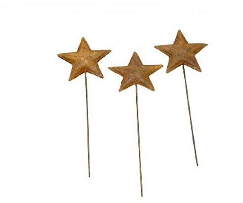 RiloStore 6 STK Metallstecker Stern ROST nr681 Dekostecker Sterne 17cm Weihnachtsdeko Deko Metallsterne Stecker Weihnachten Schmuck Gartenstecker