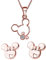baobei Kaguyo-Schmucksets für Damen, rosévergoldete Halskette mit Mickey-Mouse-Anhänger aus Sterlingsilber mit klarem Zirkonia und kleinen Minnie-Mouse-Ohrsteckern, Schmuckset für Damen und Mädchen
