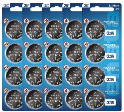 Renata CR2477N Lot de 20 piles bouton au lithium 3 V