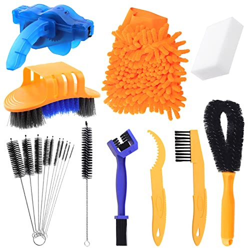 Mardatt 19 Pcs Bicycle Bike Cleaning Kit Contains Bicycle Gear Chain Scrubber and Bike Cleaner Brush Tool, Bike Maintenance Washing Tool for Racing Mountain Road Folding Bicycles