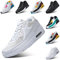 PADGENE Femme Homme Baskets Mode Chaussures Sport Course Sneakers Fitness Gym athlétique Multisports Outdoor Casual, Blanc + Blanc, 40 EU