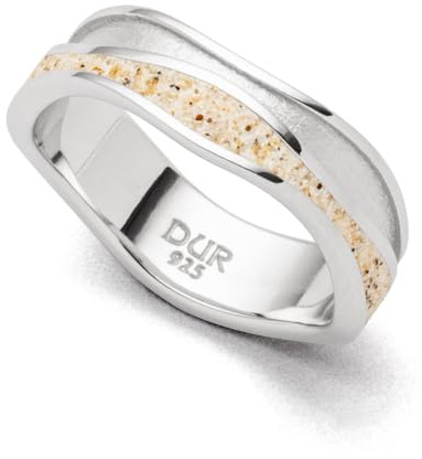DUR Strandwellen Ring Strandsand aus 925 Sterling Silber, Größe: 58, R5733.58