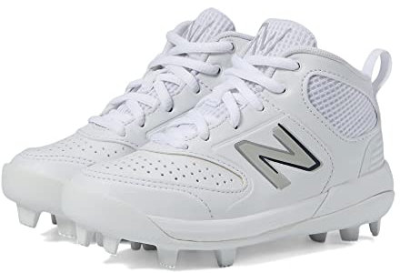 New Balance Boy's 3000 V6 Rubber Molded Baseball Shoe, White/White, 11 Little Kid
