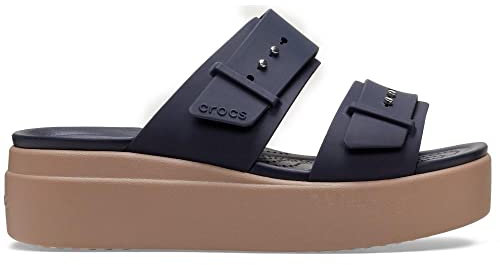 Crocs Damen Brooklyn Buckle Low Wedge Sandal, Deep Navy, 41/42 EU