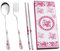 Stainless Steel Cutlery Set Fork Spoon Chopsticks with Case Stainless Steel Tableware Washable Spoon Chopsticks Fork Reusable Portable Chinese Style Patterns Utensils Set for Home Use Camping Travel
