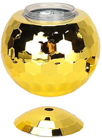 Disco Flash Ball Cocktail Cup with Lid Large Capacity Colorful Ball Cup Drinking Bottle for Nightclub Bar Party Drinking Travelling 600ML (Gold)