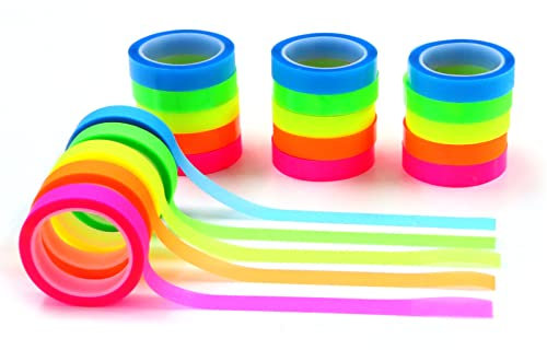 Modixun Lot de 20 rouleaux de ruban adhésif transparent inscriptible pour surligneur, notes adhésives fines, 5 couleurs vives, onglets d'annotation, marqueurs de page pour livres, 0,8 cm x 5 m