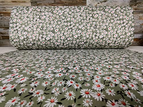 240cm Extrabreit Popeline Baumwolle Stoff Meterware ab 50cm 100% Baumwollstoff Stoffe Weihnachtsstoff Bastelstoff ÖKO-TEX RanForce Blumen BW073 (Grün)