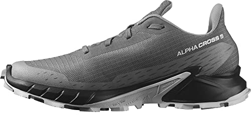 Salomon Alphacross 5 Herren Trail-Laufschuhe, Outdoor-bereit, Anhaltender Komfort, Vielseitige Performance, Pewter, 47 1/3