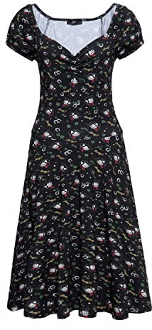 Queen Kerosin Damen Swing Kleid Kurzarm Kleid Sommerkleid All-Over-Print Swing Dress Vintage Kleid Rockabella Cowgirl Howdy Kitty Howdy