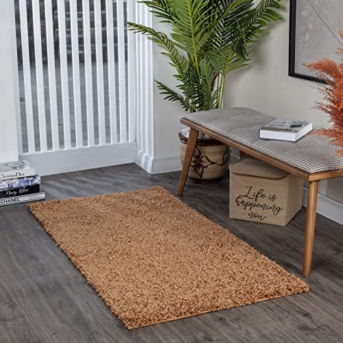 Surya Home Shaggy Berber Teppich Läufer - Flauschiger Teppich für Wohnzimmer, Schlafzimmer, Berber Langflor Hochflor Teppich Weiss flauschig - Teppich Läufer 80x150 cm Läufer Flur in Terrakotta