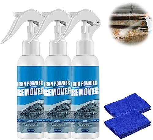 Iron Powder Remover for Car, Car Rust Removal Spray 100ml, Car Rust Remover Spray Metal Surface Chrome Paint Car Cleaning, Multifunctional Paint Cleaner (3 Pcs)