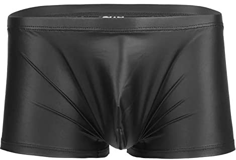 Caxndycing Boxer pour homme - En cuir - Noir - Effet mouillé - Sexy - Avec latex verni - Aspect cuir - Lingerie érotique - Effet mouillé - Sous-vêtements en cuir verni, Z72 noir, 5XL