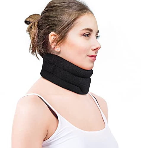 RESTCLOUD Halskrause zur Linderung von Nackenschmerzen, Halskrause zum Schlafen, weiche Schaumstoff-Nackenstütze lindert Schmerzen und Druck in der Wirbelsäule (8,9 cm tiefes Halsband, L)