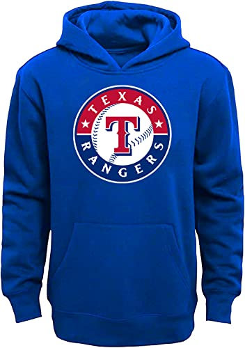 Outerstuff MLB Fleece-Pullover für Kinder, Jugendliche 8–20, Team-Farbe, alternatives Primär-Logo, Sweatshirt, Texas Rangers - Blau, 10-12