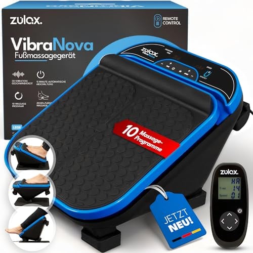 ZULAX VibraNova Fußmassagegerät mit Vibration [30 Geschwindigkeitsstufen] - Leises Fussmassagegerät elektrisch, Vibrationsplatte, wohltuendes Massagegerät für entspannte Füße und Waden