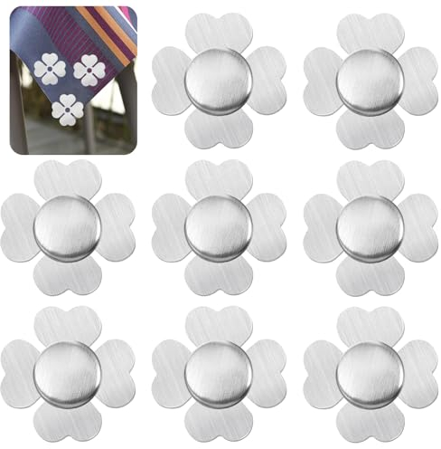 Edelstahl Tischtuchbeschwerer, 8 Stücke Magnet Edelstahl Tischdeckenbeschwerer, Magnetische Tischtuchklammer, Tischtuchbeschwerer ca. 55g/Stücke, für Innen und Draußen, Vierblättriges Kleeblatt