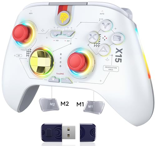 EasySMX Manettes PC Switch Sans Fil RGB Rétroéclairée, X15 Manette Téléphone Portable, Manette pour Mobile Android iOS, Android TV Box et Tesla, Ciel Étoilé