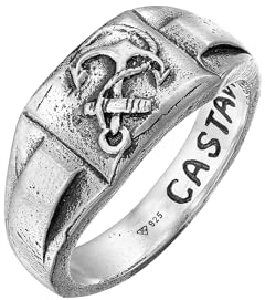 HG HAZE & GLORY Ring Herren aus 925 Sterling Silber, Schmuck Männer, Silberring oxidiert, Siegelring, Anker, Castaway