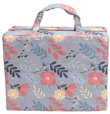 22,0 X 13,4 X 2,4 Zoll Extra Dickes Kniepolster für Gartenarbeit, Faltbares, Bequemes Kniepolster-Kissen, Memory-Schaum-Kniepolster für Gartenarbeit, Baby, Bad, Training, Übung, Yoga,(Graue Blume)