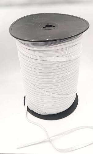 Goma elastica para Mascarillas 10mm, cinta elastica costura, goma elastica fina, Cinta elastica plana tela blanco para coser y manualidades (Blanco, Corte de 6 metros)