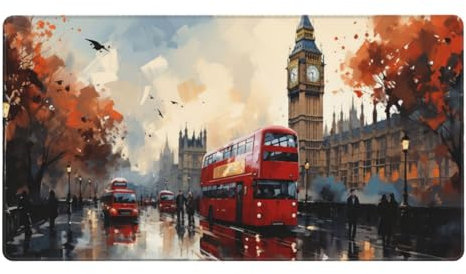 Straße Mauspad XXL 1500x800X3MM Große Bus Mousepad, Schwarz Gaming Schreibtischunterlage mit Genähte Kanten and rutschfeste Gummibasis, PC Gaming Zubehör für Home Zimmer Office, Geschenke für Männer