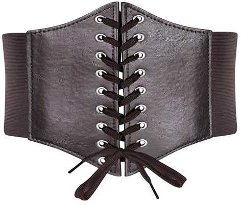 lomdung Breiter Damen Gürtel, Corset Belt, Elastischer Taillengürtel, Skinny Ledergürtel für Damen, Gürtel zum Schnüren, für Kleiderdekoration, Kleid, Damengeschenke(Kaffee)