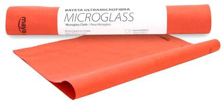 Maya Bayeta MICROGLASS con Precorte. Especial para Vajillas y Cristales. No Deja Marcas. Muy Absorbente y de Secado Rápido. 100% Microfibra. Rollo de 6 Unidades (Rojo)