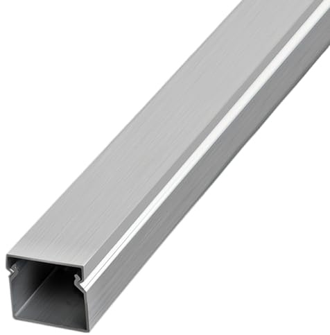 Serenitison Square Box Cable Trunking,Self Adhesive,Cable Trunking Decorative,Cable Channel To Protect Wires Prevent Cable Trips,Aluminum Alloy Trunking,1m Long*2,For Home Office,Workshop,Warehouse