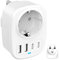 UK Reiseadapter, Universal Travel UK Germany Plug Power mit 1 AC 2 USB-C 2 USB-A Ports, Adapter für EU nach England/Schottland/Irland/Dubai/Maldiven Travel Use