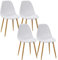 HOMCOM Pack de 4 Sillas de Comedor Sillas de Cocina con Respaldo Alto y Patas de Metal para Salón 45x52x85,5 cm Blanco y Natural