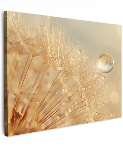 MuchoWow© Leinwand Bilder 40x30 cm Wanddeko Wohnzimmer Aesthetic Room Decor Deko Zimmer Wandbilder Modern Bild auf Leinwand Löwenzahn - Wasser - Natur - Pflanzen - Modern