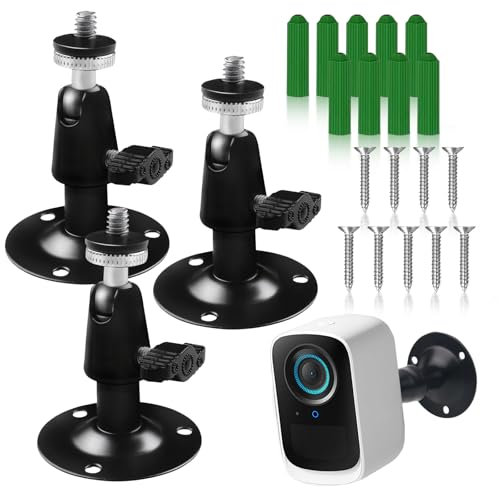 3Pcs Wall Camera Mount, Ring Security Camera Mounting Brackets, Adjustable Security Wall Mount with Screw Connector, Compatible with Most Models Indoor Outdoor Occasions