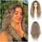 Sapphirewigs Lockige Lace Front Perücke Ombre Braun Synthetische Perücken für Frauen Blond 13x3 Tägliche Tragen Party Weihnachten Halloween Hitzebeständige 26 inch