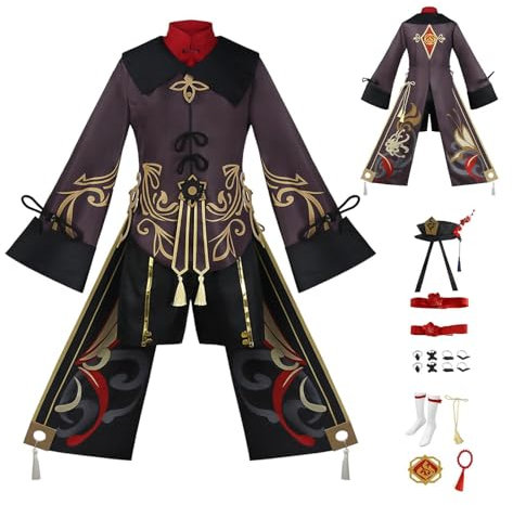Hutao Cosplay, Cosplay-Komplettsets, HuTao Cosplay-Kostüm-Set, Genshin Chinesischer Stil, Halloween-Kostüme, Hut, Socken, Zubehör, Outfit