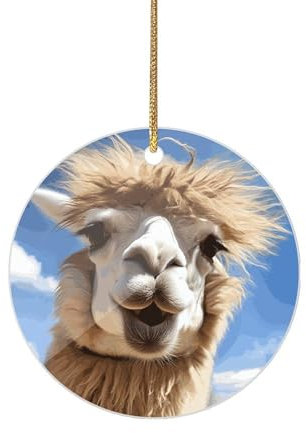 Acryl Hängende Ornament Valentinstag Herz Hängende Ornamente Lustige Alpaka Lama Weihnachtsschmuck Runde Weihnachtsbaum Dekoration Urlaub Ornament Einzigartige Geschenkidee