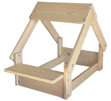 Well Home Indoor Dog Kennel, Wooden Frame with Bowl Holder, Wood Colour