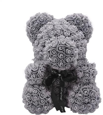 Weqizuerqi Rose Soap Foam Bear, Artificial Flowers Pink Bear, Valentine's Day Pink Bear, with Transparent Box, Valentine's Day Bear Decoration, Pink Bears for Women, Artificial Rose Bear, 25 cm