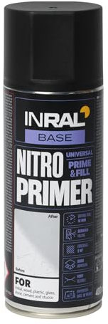INRAL Haftgrund - Schnell trocknende Sprühgrundierung - Schwarze Metallgrundierung für die Grundierung von Oberflächen vor dem Lackieren,400 ml ABS Kunststoffgrundierung, für Innen- & Außenbereich
