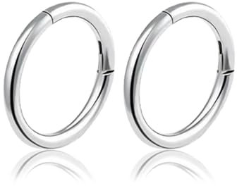 2 Stück Kleine Creolen Silber,Silber Creolen Klein 8mm,Ohrringe creolen Silber Klein,Silberohrringe Mini Leichte,Hoop Earrings Edelstahl Silver,Piercings Ohrstecker,Klappcreolen,Lippenring,Nase Ringe