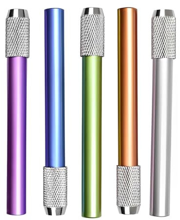 CYXZMYA 5 Stück Stiftverlängerung,Farbe Bleistiftverlängerung, Bleistiftverlängerung Verstellbar,Verstellbar Aluminiumlegierung Aluminium Bleistift Extender für Schule Malatelier Schreibgerät