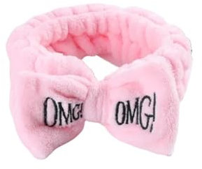 OMG Haarbänder mit Buchstabenschleife, vielseitig einsetzbar, für Mädchen und Damen, weiche Turbane, elastische Haarbänder, Korallen-Fleece, Make-up-Assistent, Kopfbedeckung (11)