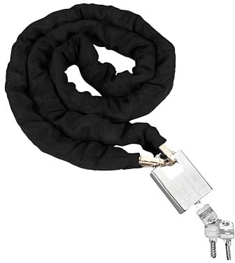 JF HOME BLISS Heavy Duty Motorcycle Lock with Padlock 10mm x 1.9m Anti-Theft Security Chain Lock for Motorbikes Bicycles Scooters Gates & Fences | Cut-Resistant Boron Steel Includes 3 Alloy Keys
