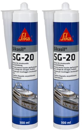 SIKA - Mastic Silicone pour le Collage et L'étanchéité de Vitrage - Hublots - Sikasil SG-20 Noir (Réservé aux Professionnels) - Classement au feu B1 - Résiste aux UV et au veillissement - 300ml