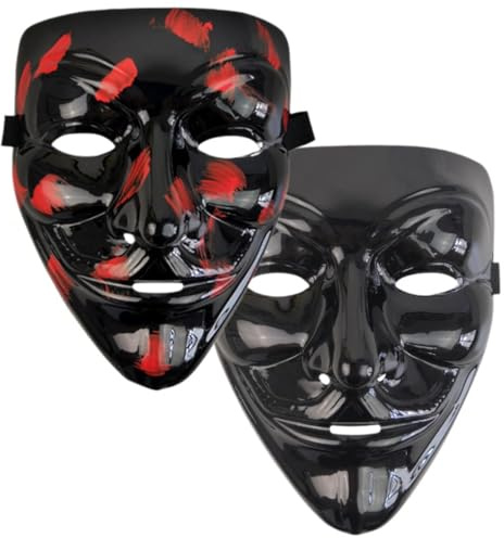 ASQzhuLIWing Two V for Vendetta masks a black maple leaf mask and a black Avenger mask and a full face hacker mask Suitable for adults these are Halloween and carnival cosplay masks
