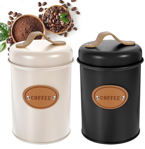 SUNOYA Kaffeedose Luftdicht, 2 Stück Kaffeedosen, Kaffeebohnen Behälter, Kaffeebehälter Luftdicht Vorratsglas für Kaffee Tee Kakao Nüsse, Kaffeebohnen Aufbewahrung, 1200ml, 10,5 X 18 cm
