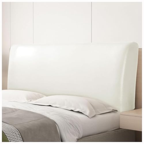 UICMNSI Bett Kopfteil Bezug PU Leder Dehnbare-Kopfteil Bett Bezug 140/170/200cm, Bettkopfteil Hussen(Blanc,180-200cm/70-78in)
